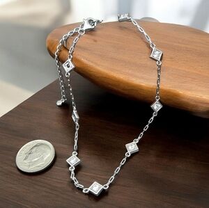 Touchstones Sterling Silver Crystal All Times Ankle Bracelet